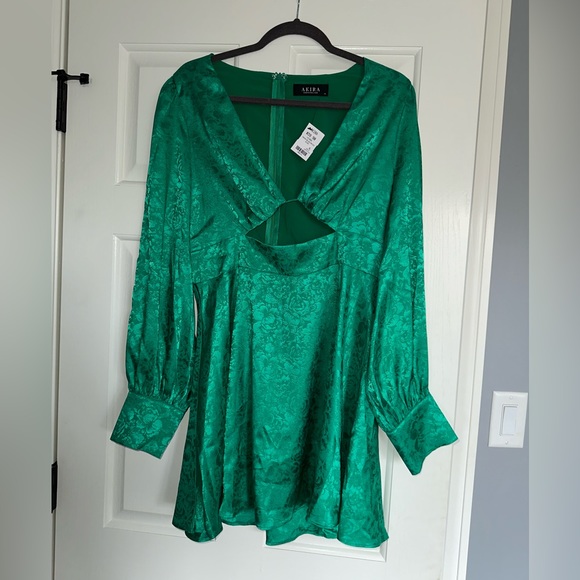 Akira Green Satin Dress - Picture 2 of 5